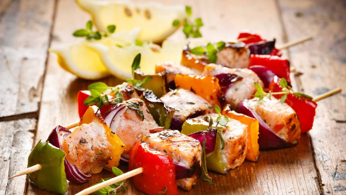 Fish Kebab with Vegetables